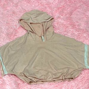 Light pink velvet crop hoodie